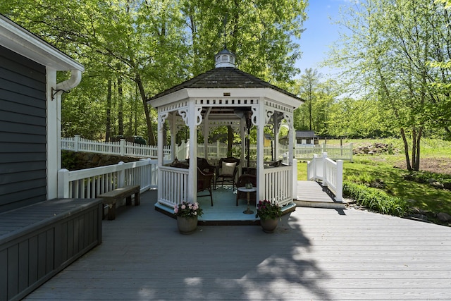 9 Benham Hill Pl, Hamden, CT 06514 - wooden terrace with a gazebo and fence