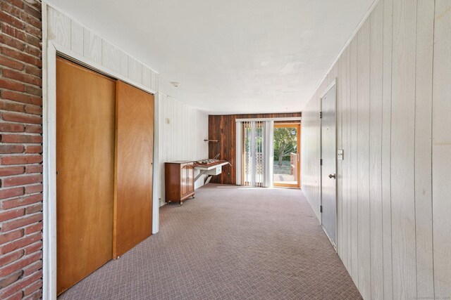 11 Jamestown Rd, Hamden, CT 06518 - hallway with carpet floors and wood walls