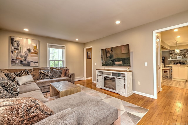 220 Northwood Dr, Guilford, CT 06437 - living area with recessed lighting, light wood-type flooring, and baseboards