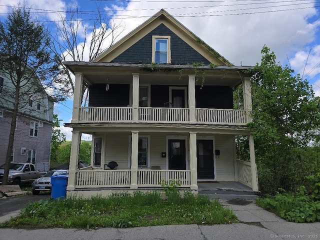 215 Lincoln St, Waterbury, CT 06710 - view of front of house featuring a porch and a balcony