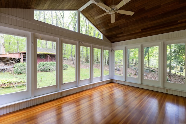 138 White Birch Dr, Guilford, CT 06437 - unfurnished sunroom with a ceiling fan, high vaulted ceiling, healthy amount of natural light, wood ceiling, and wood finished floors