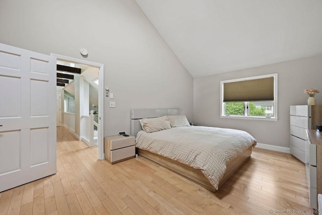 14 Stakey Farm Rd, Southington, CT 06489 - bedroom featuring light wood finished floors, high vaulted ceiling, and baseboards