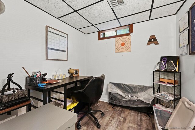 14 Stakey Farm Rd, Southington, CT 06489 - office with a drop ceiling, wood finished floors, and baseboards