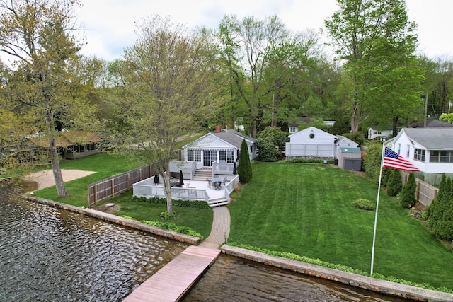 view of subject property featuring a large body of water