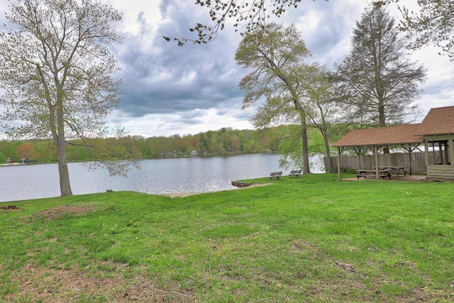 water view featuring a gazebo