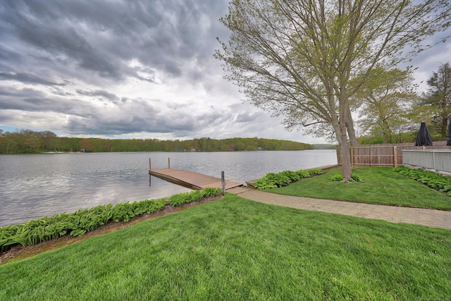 dock area featuring a water view