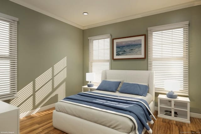 40 Allyn St, Groton, CT 06355 - bedroom featuring wood finished floors, crown molding, baseboards, multiple windows, and recessed lighting