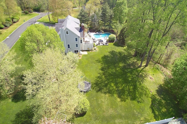 110 Nursery Rd, Ridgefield, CT 06877 - view from above of property with a pool and a forest