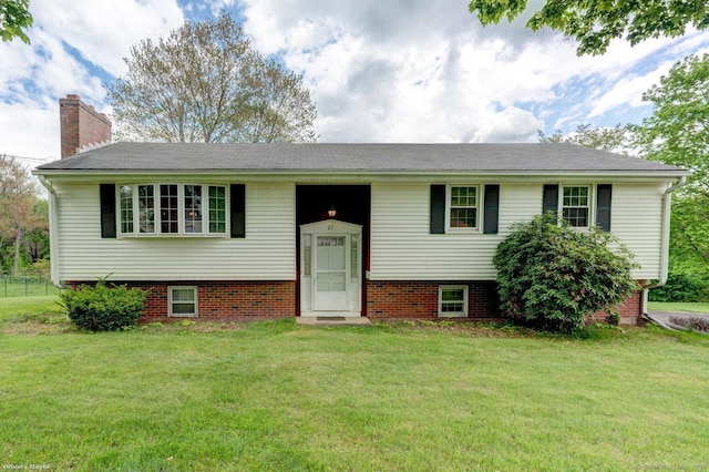 21 Summit Farms Rd, Southington, CT 06489 - bi-level home featuring a front yard and a chimney