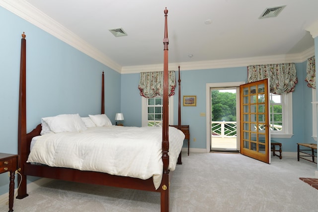 175 Pulpit Rock Rd, Woodstock, CT 06281 - bedroom with ornamental molding, access to exterior, carpet floors, and baseboards