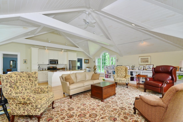 175 Pulpit Rock Rd, Woodstock, CT 06281 - living area with a ceiling fan, wooden ceiling, and light wood finished floors