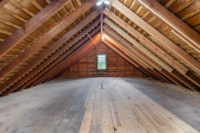 view of unfinished attic