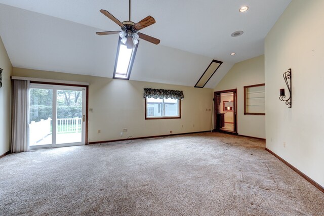 39 Eastgate Ln, Enfield, CT 06082 - carpeted spare room with vaulted ceiling, ceiling fan, baseboards, and recessed lighting