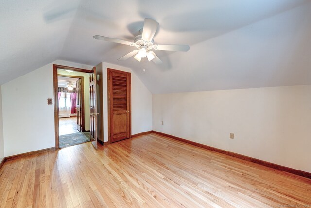 39 Eastgate Ln, Enfield, CT 06082 - bonus room featuring a ceiling fan, light wood-style floors, lofted ceiling, baseboard heating, and baseboards