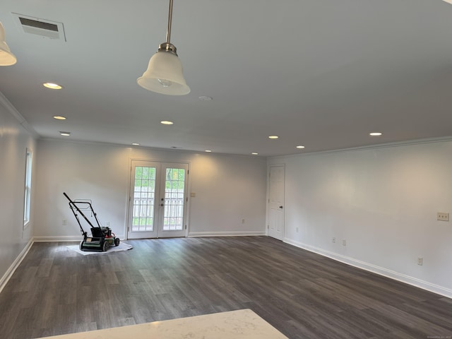 39 Medford St, West Haven, CT 06516 - spare room featuring wood finished floors, recessed lighting, baseboards, crown molding, and french doors