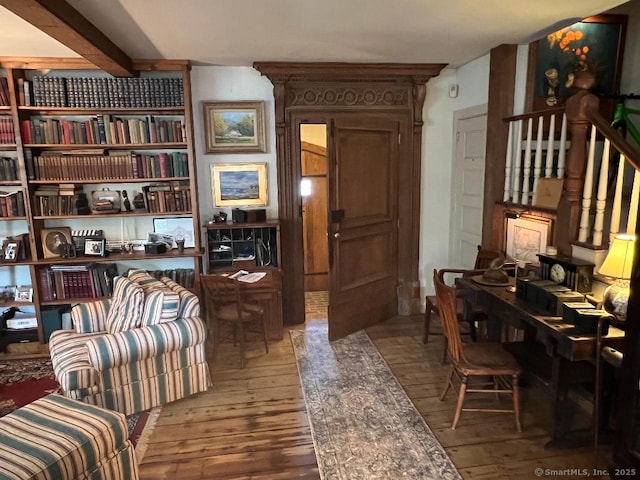living area featuring wood-type flooring