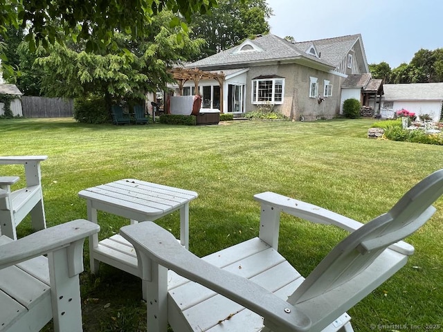 view of yard with a pergola