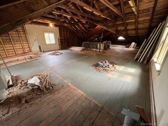 view of unfinished attic