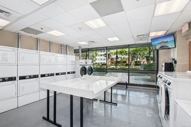 127 Greyrock Pl Unit 502, Stamford, CT 06901 - communal laundry room with estacked washer and dryer and independent washer and dryer