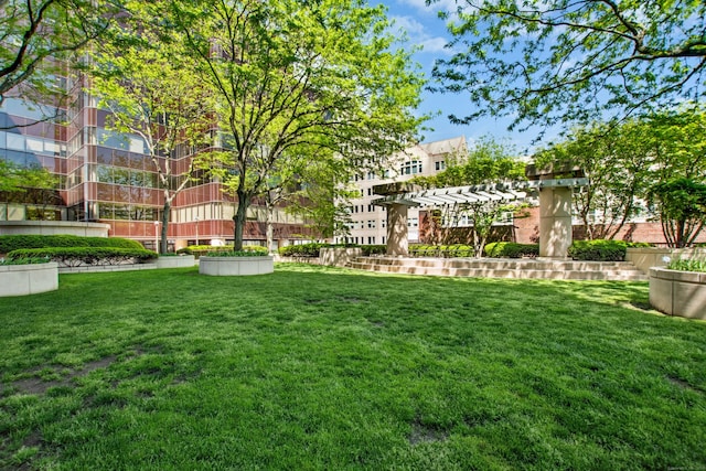 127 Greyrock Pl Unit 502, Stamford, CT 06901 - view of green lawn with a pergola