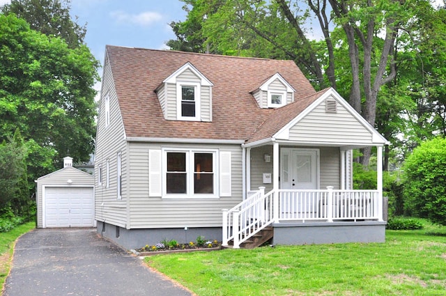 30 Taylor St, Windsor, CT 06095 - new england style home with an outdoor structure, driveway, a garage, a porch, and a front lawn
