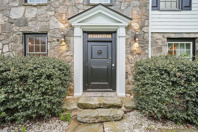 20 Fieldstone Dr, Easton, CT 06612 - property entrance featuring stone siding