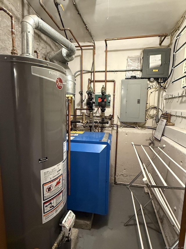 utilities with gas water heater and electric panel