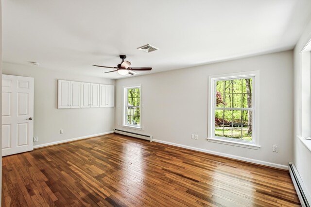 138 Flood Rd, Marlborough, CT 06447 - unfurnished room featuring baseboard heating, wood-type flooring, and ceiling fan