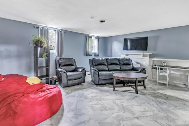 2 Chestnut Ct, Seymour, CT 06483 - living area with a baseboard heating unit and marble finish flooring