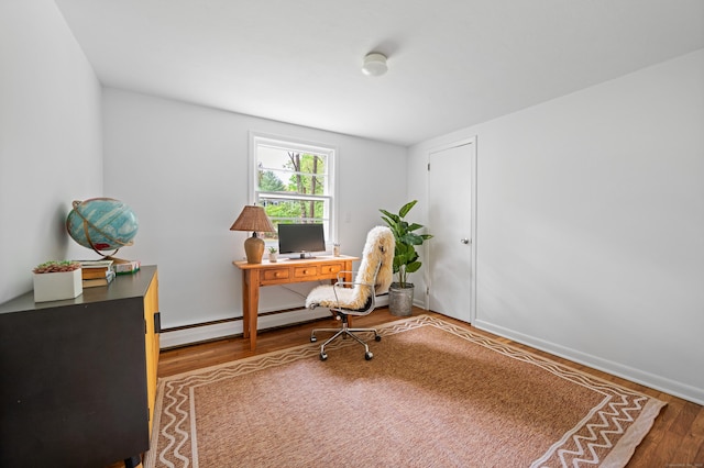 14 Arnold Ln, Norwalk, CT 06853 - home office with wood finished floors, baseboard heating, and baseboards