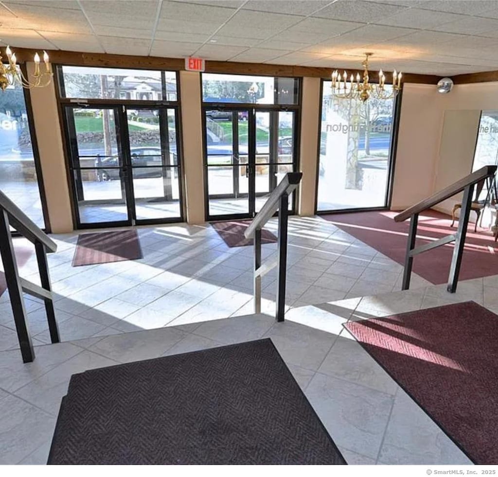 lobby with a drop ceiling