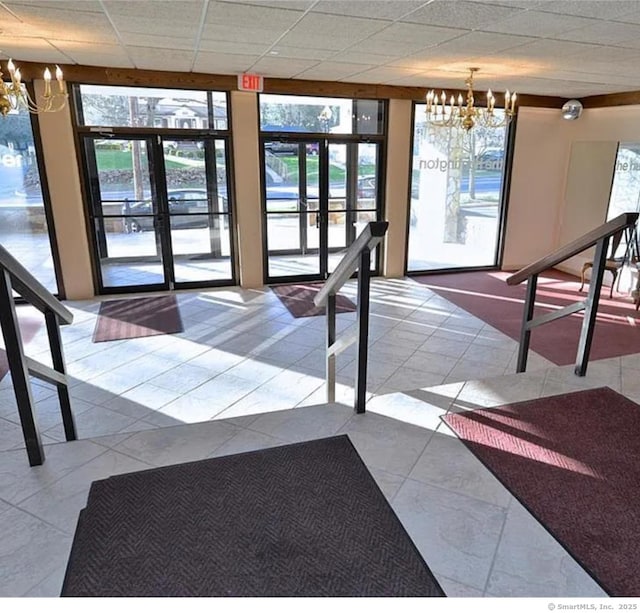 lobby with a drop ceiling