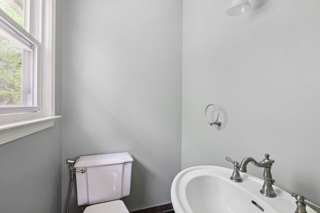 bathroom featuring a sink, healthy amount of natural light, and toilet