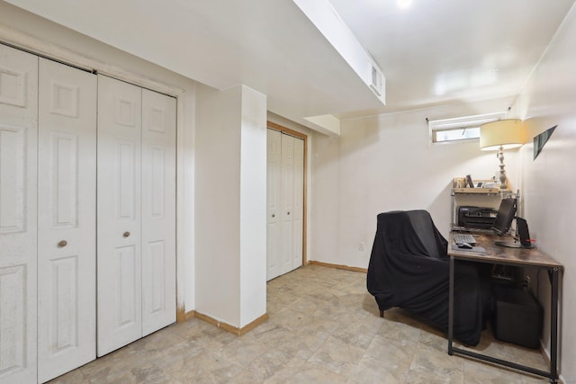 home office featuring baseboards