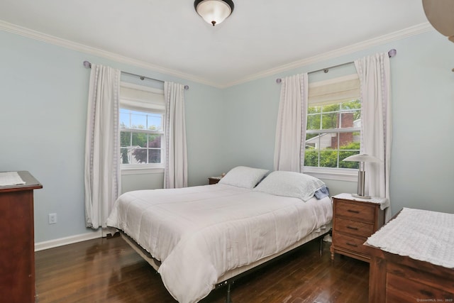 9 Cindy Ln, Norwalk, CT 06851 - bedroom featuring dark wood-style floors, ornamental molding, multiple windows, and baseboards