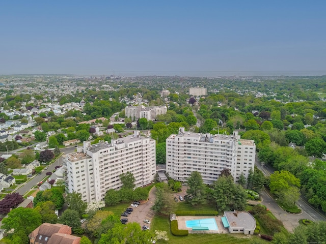 aerial view of a pool area