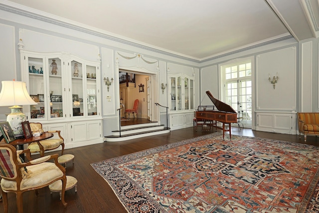 27 Country Club Rd, Ridgefield, CT 06877 - sitting room featuring a decorative wall, crown molding, and dark wood-style floors