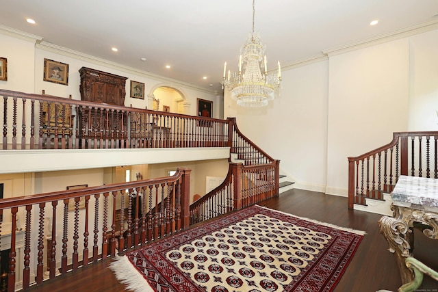 27 Country Club Rd, Ridgefield, CT 06877 - interior space with a chandelier, wood finished floors, crown molding, and recessed lighting