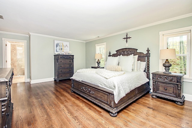 56 Grouse Ln, Woodbridge, CT 06525 - bedroom featuring multiple windows, baseboards, ornamental molding, and wood finished floors