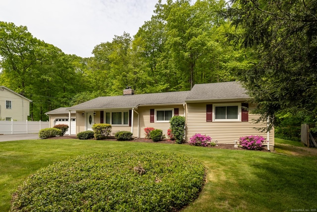 153 Mountain Rd, Cheshire, CT 06410 - single story home with a chimney, a garage, and driveway