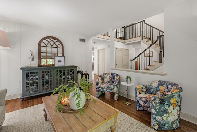12 Rob Rider Rd, Redding, CT 06896 - living area featuring stairs, wood finished floors, and baseboards