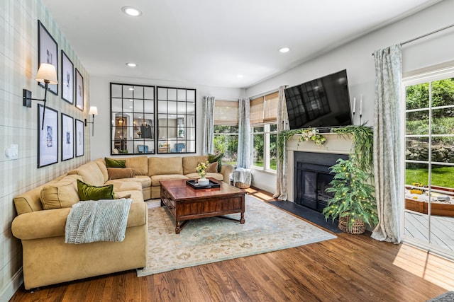 12 Rob Rider Rd, Redding, CT 06896 - living area featuring wood finished floors, a fireplace, recessed lighting, and baseboards