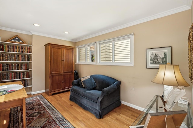 8 Cottonwood Ct Unit 8, Granby, CT 06035 - sitting room with light wood finished floors, recessed lighting, crown molding, and baseboards
