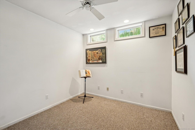 8 Cottonwood Ct Unit 8, Granby, CT 06035 - unfurnished room with carpet, baseboards, a ceiling fan, and recessed lighting