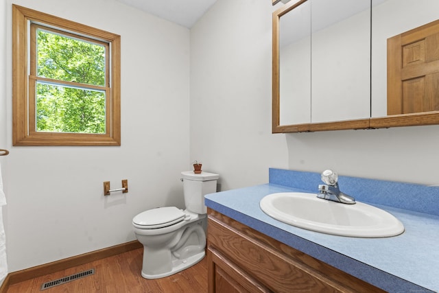 74R Green Ln, Durham, CT 06422 - bathroom featuring vanity, wood finished floors, toilet, and baseboards