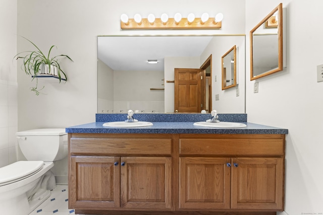 74R Green Ln, Durham, CT 06422 - full bath with toilet, double vanity, and tile patterned floors