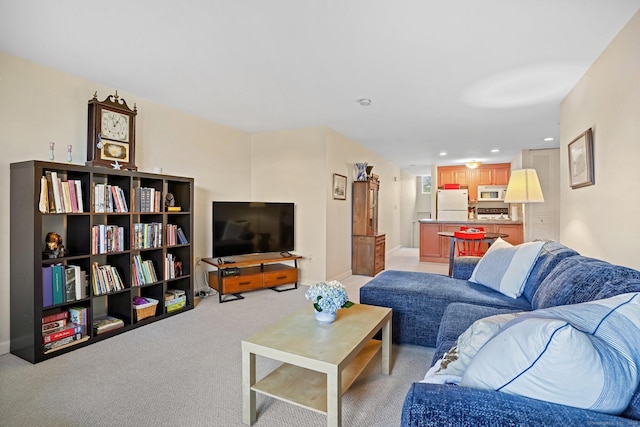 15 Ellsworth St Apt 22, Bridgeport, CT 06605 - living room featuring light carpet and recessed lighting