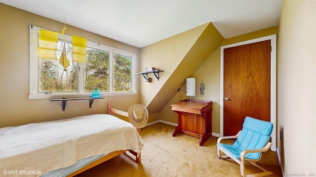 bedroom featuring carpet flooring and baseboards