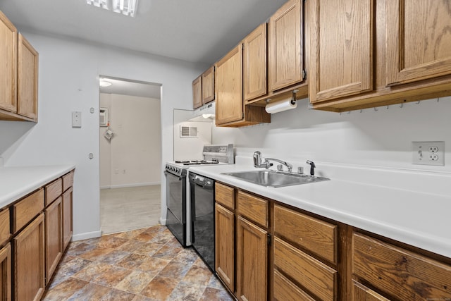 281 Gardner Ave Unit G5, New London, CT 06320 - kitchen with a sink, range, black dishwasher, light stone finish floors, and light countertops
