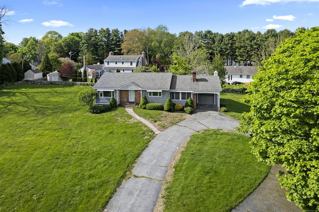 42A New London Rd, Groton, CT 06355 - shingle-style home with an attached garage, asphalt driveway, and a front yard